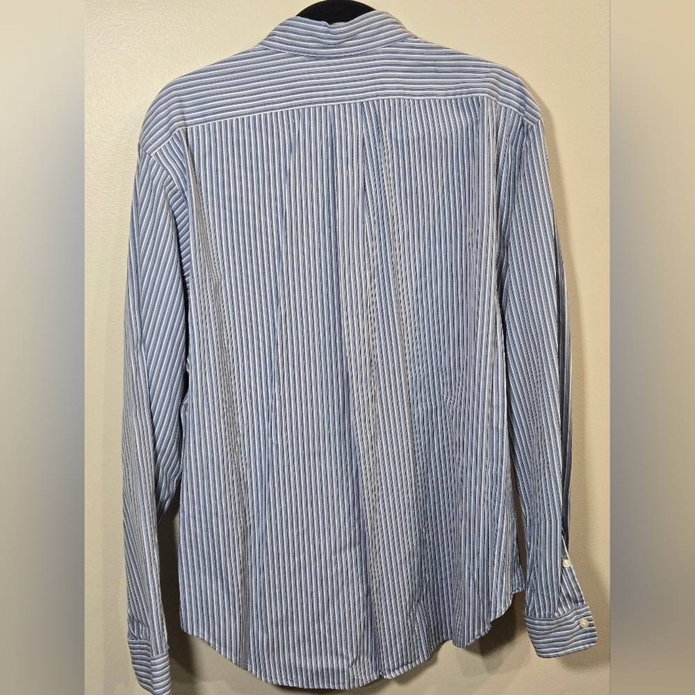 Ralph Lauren Blue and White Striped Dress Shirt Classic Fit Size XL 100% Cotton - Picture 12 of 13